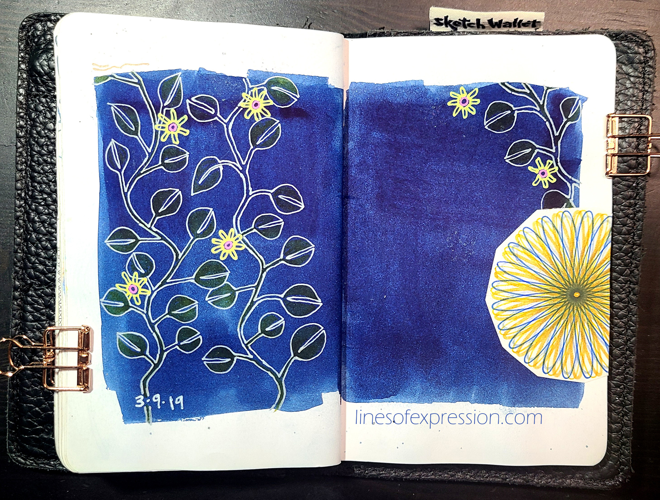 travel spirograph sketchbook page